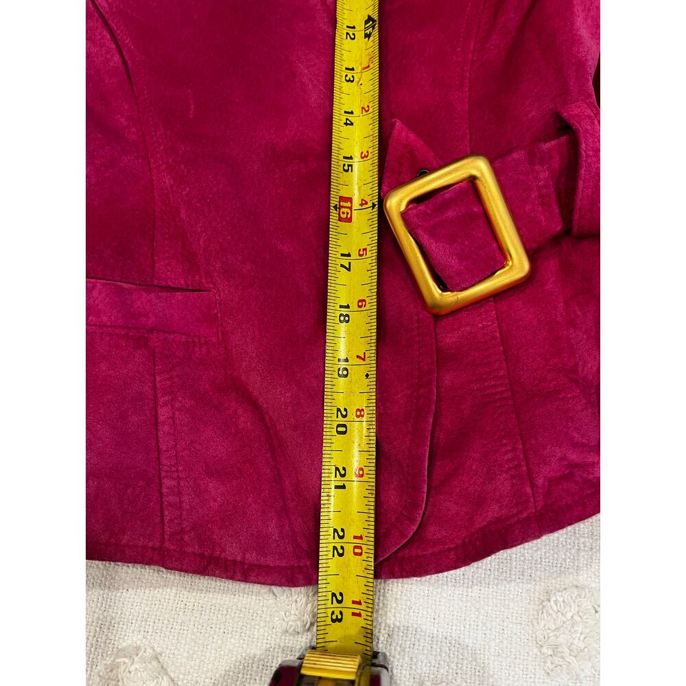 Vintage 90’s Danier Pink Suede Leather Lined Skirt Blazer Set Cowgirl Size 8 - Picture 11 of 15
